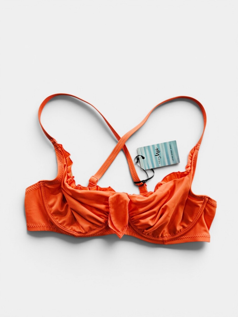 NWT Pour Moi Getaway Ruffle Convertible Underwired Bikini Top In Coral Pink 36DD